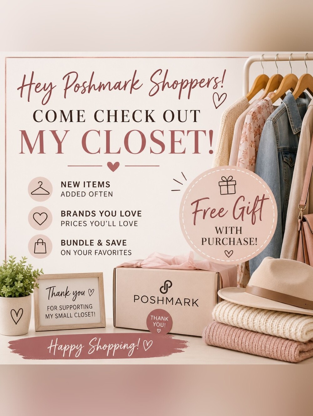 Poshmark Branded Shipping Box in Blush Pink